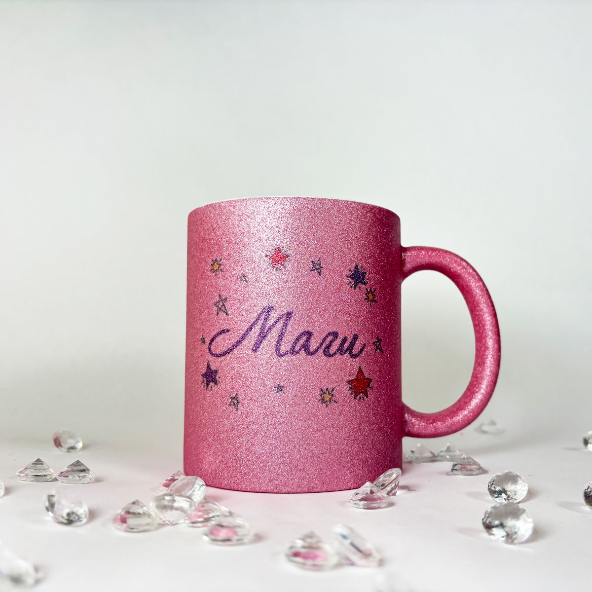 Брокатена чаша с име в розово